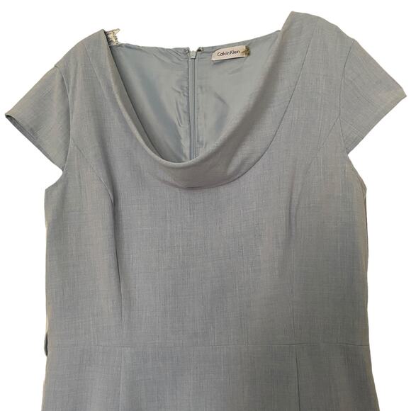 Women's Size 14 CALVIN KLEIN Dress Light Blue Cap Sleeves Lined Minimalist Sharp - Picture 2 of 10